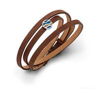 DUR Armband mit Sandelement Welle Blau aus Sterling-Silber und Leder in der Farbe Braun, Maße: 58cm, A1597.WELLEBL