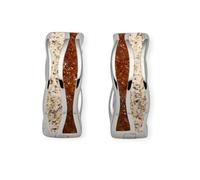 DUR Creole Welle aus 925 Sterling Silber mit Strandsand und Bernstein veredelt, Beige Braun, 15 x 5,5 mm, O5338