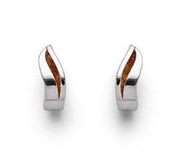 DUR Creolen Silberschweif aus 925 Sterling Silber mit Bernstein veredelt, Braun, 14,6x 5,7 mm, O5309