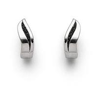 DUR Creolen Silberschweif aus 925 Sterling Silber mit Lavasand veredelt, Schwarz, 14,6x 5,7 mm, O5087