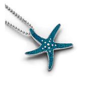 DUR Damen Anhänger Seestern aus Sterling-Silber in der Farbe Silber-Türkis, Maße: 33mm, P3429