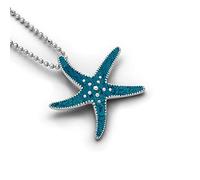 DUR Damen Anhänger Seestern aus Sterling-Silber in der Farbe Silber-Türkis, Maße: 33mm, P3429