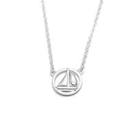 DUR Damen Halskette Ahoi Segelschiff aus 925er Sterling-Silber in der Farbe Silber, Länge: 42 cm, K2556
