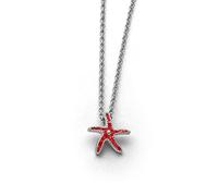 DUR Damen Halskette Seestern aus 925er Sterling-Silber mit Koralle in der Farbe Silber und Rot, Länge: 42 cm, K2848