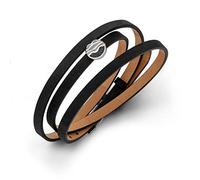 DUR Damen Lederarmband mit Lavasandelement aus 925er Silber A1598. Strandwellen, Motiv Strandwellen