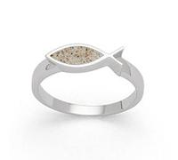 DUR Damen Ring"Fisch" Strandsand aus 925er Silber Größe 52 (16.6) R5612.52, 52 (16.6)