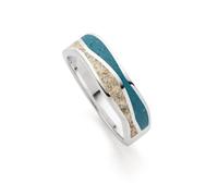 DUR Damen Ring"Welle"Strandsand/blauer Steinsand aus 925er Silber Größe 58 (18.5) R5848.58, 58 (18.5)