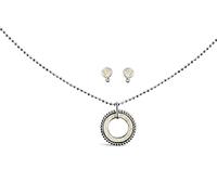 DUR Damenschmuck | Strandzauber | 925er Sterlingsilber | Strandsand | Anhänger Strandzauber mit Kugelkette 45cm und Ohhring Polarstern | P3015 | O5052 | K2255