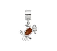 DUR Einzel Charm-Anhänger Krabbe für Damen aus 925er Sterling-Silber mit Bernstein, Farbe: Mehrfarbig, Maße: 1,9x1,2 cm, F315