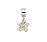 DUR Einzel Charm-Anhänger Plumeria Blüte für Damen aus 925er Sterling-Silber mit Strandsand, Farbe: Silber und Sandfarben, Maße: 1,7x1,15 cm, F320