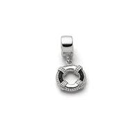 DUR Einzel Charm-Anhänger Rettungsring für Damen aus 925er Sterling-Silber mit Lavasand in der Farbe Schwarz und Weiß, Maße: 1x1 cm, F263