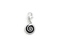 DUR Einzel Charm-Anhänger Spirale für Damen aus 925er Sterling-Silber mit Lavasand in der Farbe Silber und Schwarz, Maße: 2,5x10 cm, F157.SPIRALE