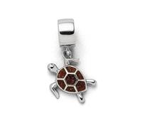 DUR Einzel Charm-Anhänger Turtle für Damen aus 925er Sterling-Silber mit Bernstein, Farbe: Mehrfarbig, Maße: 1,73x1,6 cm, F289