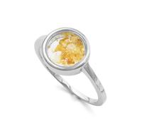 DUR Goldregen Damen Ring aus 925 Sterling Silber mit Bernstein, Muscheln und Perlen, Größe: 56, R485056