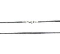 DUR Halskette dick aus 925 Sterling Silber und Baumwolle, Grau, Länge: 60 cm, K2127.60
