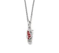 DUR Halskette Seepferd aus 925 Sterling Silber mit Koralle veredelt, Rot/Silber, 42 cm, K2720