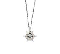 DUR Halskette Steuerrad aus 925 Sterling Silber mit Strandsand und Zirkonia veredelt, Beige/Silber, 42 cm, K2688