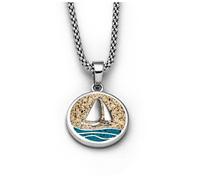 DUR Schmuck Anhänger AHOI blauer Steinsand, Strandsand, Silber 925/- rhodiniert (P3847)