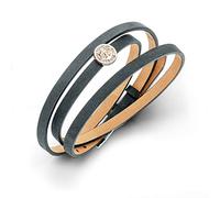 DUR Lederarmband Anker mit 925 Sterling Silber Element mit Sand veredelt, Länge: 58 cm, Beige/Grau-Blau, A1650.ANKER