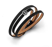 DUR Lederarmband Sandanker mit 925 Sterling Silber Element mit Lavasand veredelt, Länge: 58 cm, Silber/Schwarz, A1598.SANDANKER