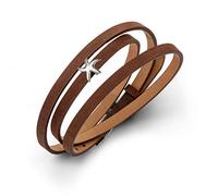 DUR Lederarmband Stern mit 925 Sterling Silber Element, Länge: 58 cm, Silber/Braun, A1597.STERN