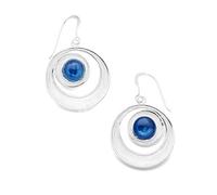 DUR Ohrhänger „Meeresstrudel“ aus anlaufgeschütztem 925er Sterling-Silber mit blauem Kyanit - Eleganter Spiralschmuck mit maritimer Inspiration, Maße: 38 x 23 x 2,3 mm, O4921