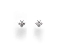 DUR Ohrstecker „Biene“ aus rhodiniertem 925er Sterling-Silber mit Zirkonia - Filigraner und funkelnder Schmuck, Maße: 6 mm x 6,2 mm, S1473