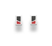 DUR Ohrstecker Duett aus 925 Sterling Silber mit Koralle und Lavasand veredelt, 10x 6,5 mm, O5405