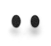 DUR Ohrstecker „Lavasand“ oval aus 925er Sterling-Silber mit echtem Lavasand - Edler Kontrast aus Natur und Silber, Maße: 12 mm x 9 mm, O5315