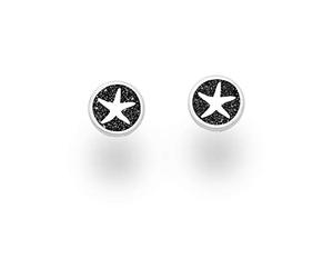 DUR Ohrstecker Traum aus 925 Sterling Silber mit Lavasand veredelt, Schwarz, 8mm, O5059