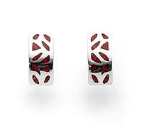 DUR Ohrstecker Wandel aus 925 Sterling Silber mit Koralle veredelt, 12x6 mm, O5303