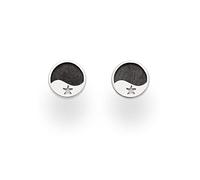 DUR Ohrstecker Welle/Seestern aus 925 Sterling Silber in Schwarz Weiß, 8 mm, O5270