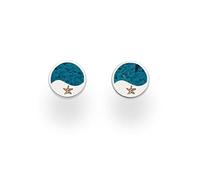 DUR Ohrstecker Welle/Seestern aus 925 Sterling Silber mit Strandsand und blauem Steinsand veredelt, 8 mm, O5268