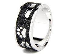 DUR Ring | Hund Pfote Knochen Napf | 925er Sterling Silber und Lava-Sand (52 (16.6))