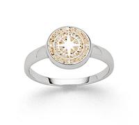 DUR Ring Kompass aus 925 Sterling Silber mit Sand veredelt, Größe: 54, Beige, R5157.54