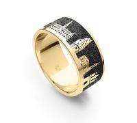 DUR Ring Nachtring Hamburg II aus vergoldetem 925 Sterling Silber mit Lavasand veredelt in der Farbe Gold/Schwarz, Größe: 56, R5862.56