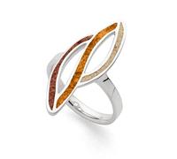 DUR Ring Ocean Stream 2 aus 925 Sterling Silber mit braunem, hellbbraunem Bernstein und Strandsand veredelt in der Farbe Silber/Braun/Hellbraun/Beige, Größe: 52, R5858.52