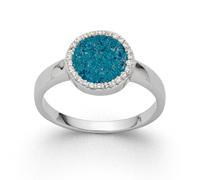 DUR Ring Wasserflimmern aus 925 Sterling Silber mit blauem Steinsand und Zirkonia veredelt, Größe: 58, R5622.58