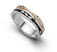 DUR Ring Welle Fischschwarm aus 925 Sterling Silber mit Lavasand und Steinsand veredelt, Größe: 56, Silber/Schwarz/Beige, R5666.56