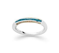 DUR Ring Wellenspiel aus 925 Sterling Silber mit Kyanit Steinsand und Strandsand veredelt in der Farbe Silber/Blau/Beige, Größe: 58, R5984.58