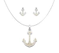 DUR Sandanker, SET Anker: Anhänger, Ohrstecker und Haferkornkette 50 cm, 925 er Silber und Strandsand