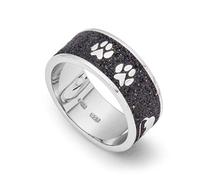 DUR Sandkatze Damen Ring aus Sterling-Silber und Lavasand in der Farbe Silber/Schwarz, Größe: 56, R468956