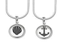 DUR Schmuck Anhänger ANKER/MUSCHEL Ellipse, dunkel rhodiniert, Silber 925/- (P4135) beidseitig tragbar