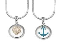 DUR Schmuck Anhänger ANKER/MUSCHEL Ellipse Strand-/Steinsand, Silber 925/- rhod. (P4136) beidseitig tragbar