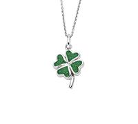 DUR Schmuck Anhänger KLEEBLATT grüner Steinsand Silber 925/- rhodiniert (P4337)