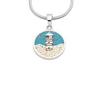 DUR Schmuck Anhänger PILSUMER LEUCHTTURM Steinsand/Strandsand, Silber 925/- rhodiniert (P4333)