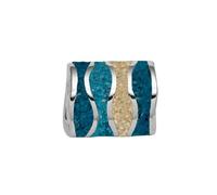 DUR Schmuck Anhänger Strandwellen blauer Steinsand/Strandsand, Silber 925/- rhod. (P4885)
