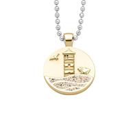 DUR Schmuck Anhänger Strandwellen PILSUMER LEUCHTTURM, Strandsand, Silber 925/- vergoldet 15mm (P4923)