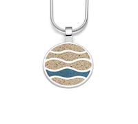 DUR Schmuck Anhänger Strandwellen Strandsand, blauer Steinsand, Silber 925/- rhodiniert (P3782)