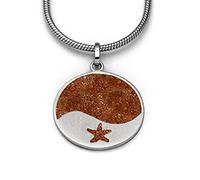 Dur Schmuck Anhänger Welle/Seestern Bernsteinsand Silber 925/- (P3660)